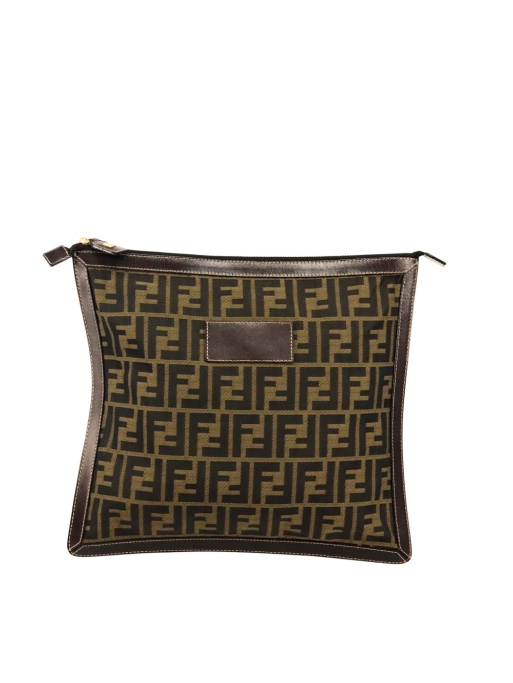 Fendi Brown Monogram FF Canvas Toiletry Pouch with Dark Brown Trim